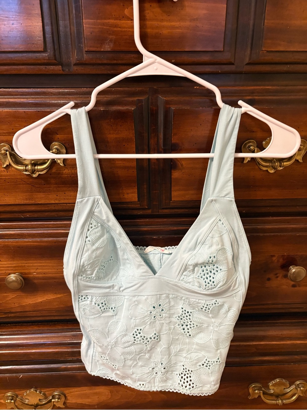 Free People Pale Blue Eyelet Lace Bralette Tank